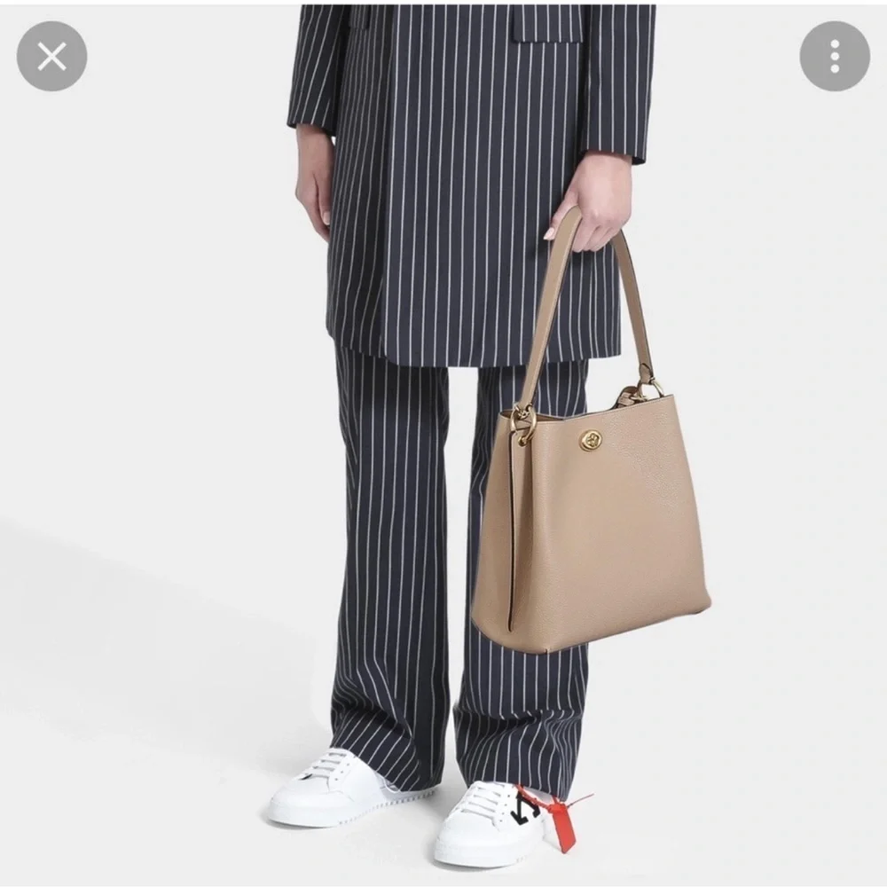 COACH Tan Peach Cream Charlie Bucket Leather Shoulder Bag - Picture 2 of 11